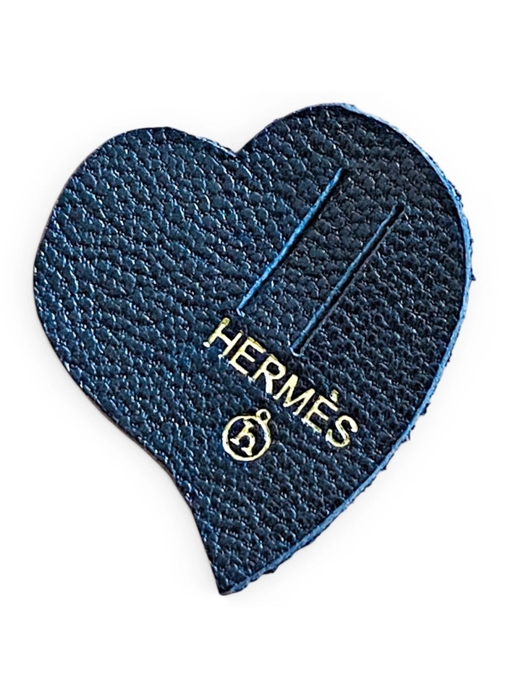🛍️ Hermès Authentic Petit H Blue Heart Leather Charm with Ribbon - Picture 14 of 14